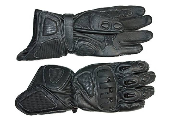 Roleff Racewear Motorradhandschuhe mit Hoher Stulpe Aus Leder RO 49, Schwarz, Größe L