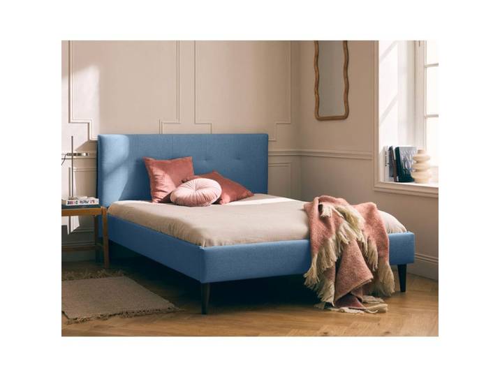 Monet - lit queen size - 160x200 - sommier inclus - en tissu - Bleu