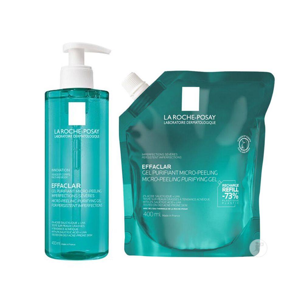 La Roche Posay Effaclar Mikro-Peeling Reinigungsgel + Mikro-Peelin 2x400 ml Gel