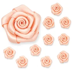 Creativery Satinrosen 3cm 10 Stück Stoffblumen zum Basteln Dekorieren Hochzeit Geschenkverpackung Blütendeko Tischdeko Handarbeit Stoffrosen Deko Blumen Apricot