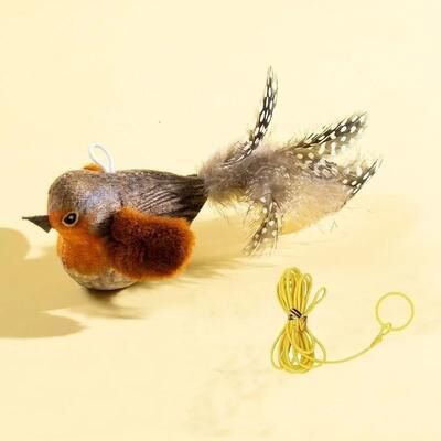 Uplift Picks Interactive Bird Cat Teaser Toy With Catnip And Hanging Feather For Kittens brown