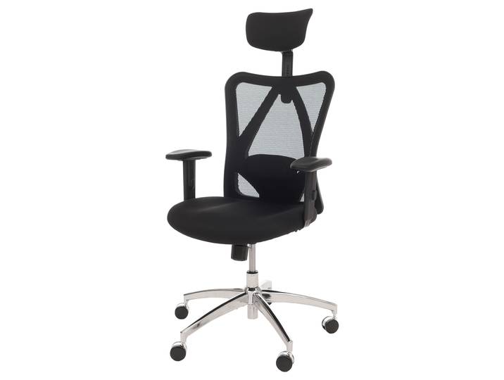 Bürostuhl HWC-O64, Schreibtischstuhl, ergonomisch, verstellbare Lordosenstütze Armlehne Schwarz