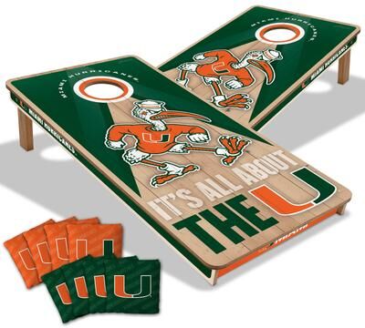 Skip's Garage Miami Hurricanes NCAA 2x4 Professional Cornhole Board Set