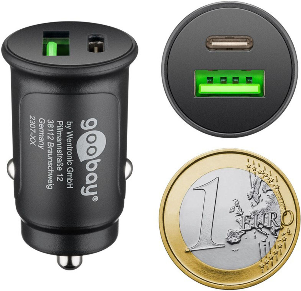 Goobay KFZ-Schnellladegerät Dual-USB C 12/24V 59521)