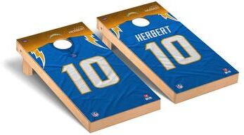 Skip's Garage Los Angeles Chargers NFL Cornhole Board Set - Justin Herbert 10 NFLPA Version