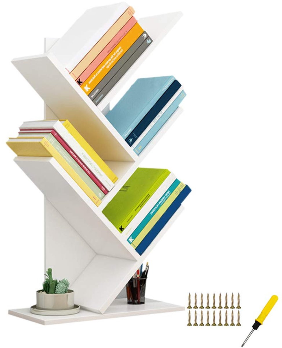 Ibenzoa Moderne Vrijstaande Boekenplank met Boomdesign en 5 Planken