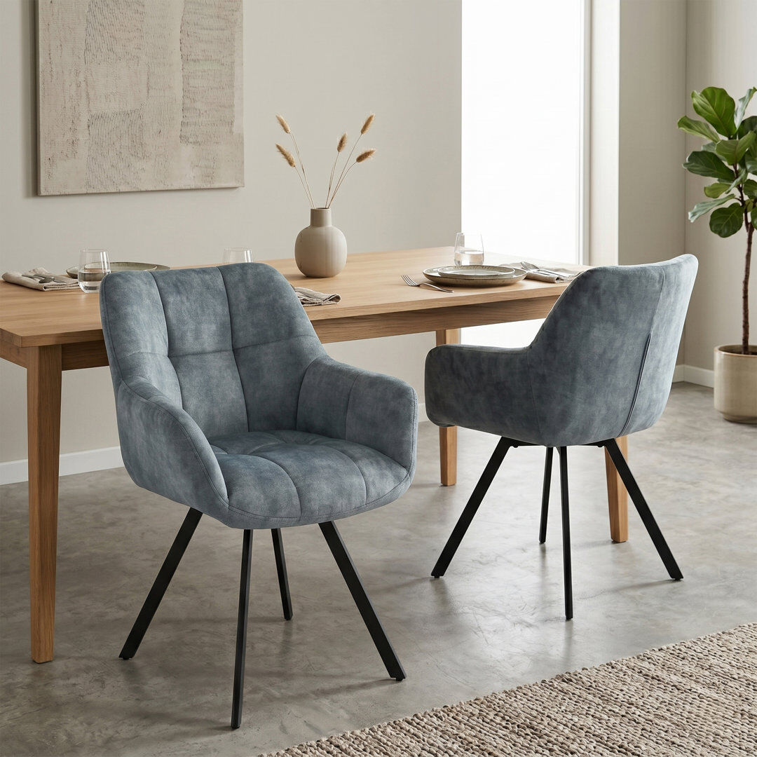 George Oliver Basanti 48 cm H Fabric Armchair Stone Blue 82cm H X 65cm W X 58cm D