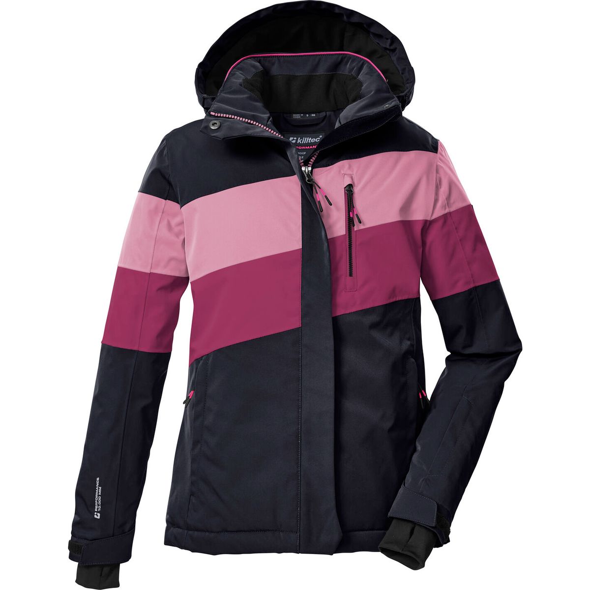 killtec KSW 197 Girls Ski Jacket schwarz blau/dunkel himbeere/hell himbeere (00269) 140 43487-000-00269-140