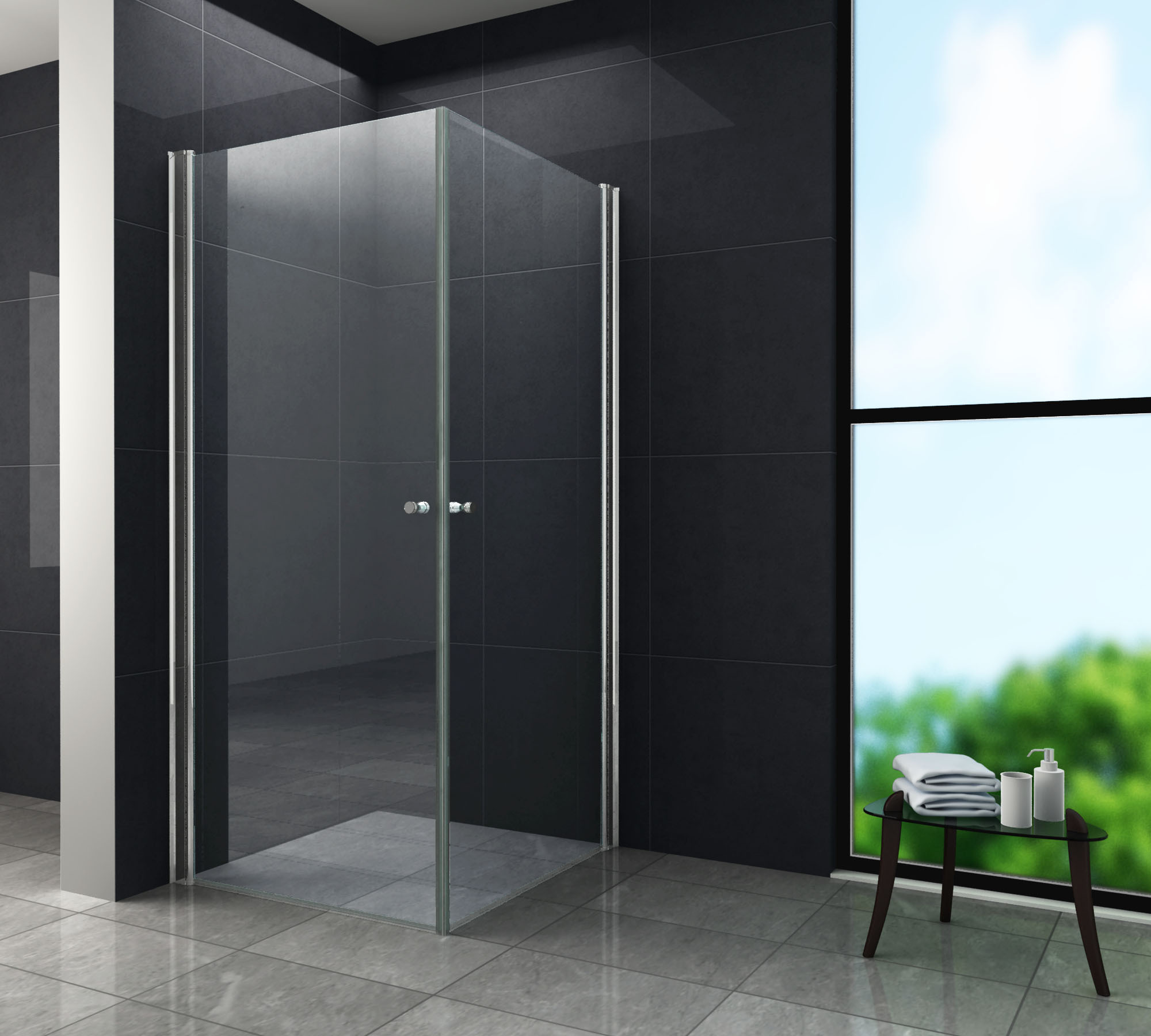 Duschkabine SPA 80 x 80 x 195 cm inkl. Duschtasse