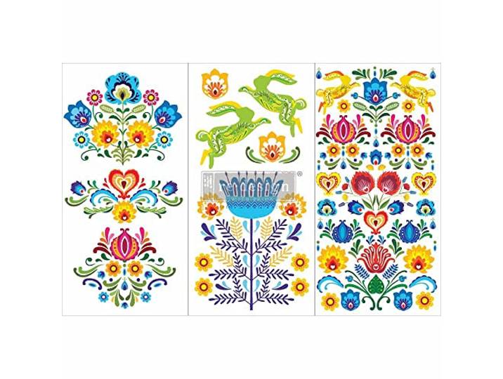 Prima Marketing Re-Design Decor Transfers 6 X12 3/Sheets-Floral Polish -RE656805