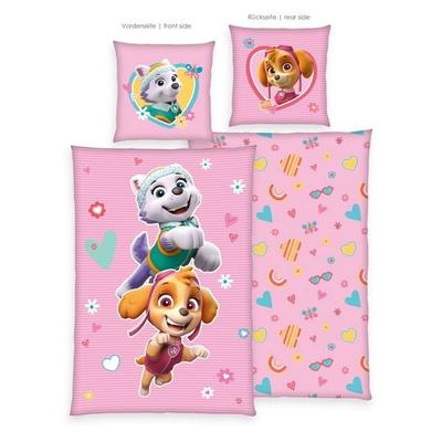 Klaus Hering 4432487050 - Paw Patrol Bettwäsche, Paw Patrol Girls Glow in the dark, 80x80+135x200 cm