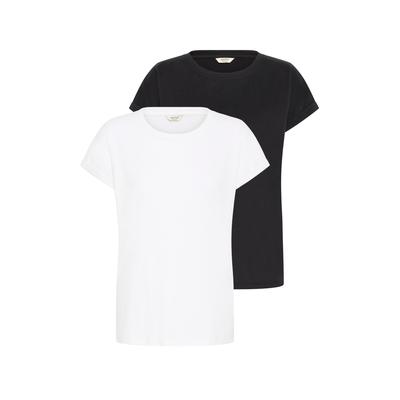 Rundhalsshirt OXMO "Rundhalsshirt OXCoda 2 Pack", Damen, Gr. XXL, schwarz (weiß, schwarz), Obermaterial: 50% Baumwolle CO. 50% Polyester PES., Shirts Rundhalsshirt