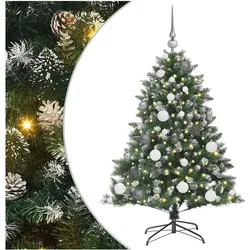 vidaXL, Weihnachtsbaum, Alexander (mit LEDs und weiss/grauen Kugeln) (120 cm)