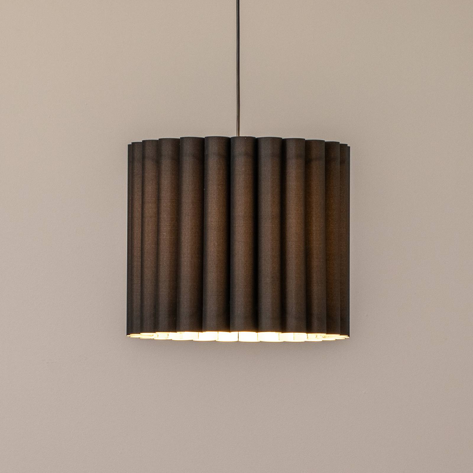 Hängelampe Aria Duolla, dimmbar, schwarz, für Wohn- / Esszimmer, Textil / Stoff / Seide, Pendelleuchte