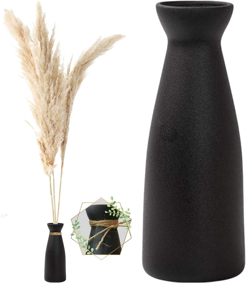 Zwarte Keramische Vaas voor Pampasgras en Sierbloemen - Moderne Boho Woondecoratie