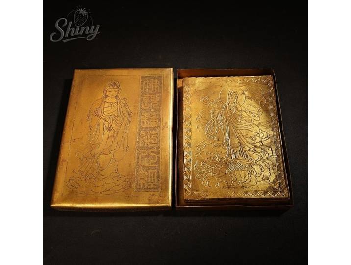 Boîte d'écriture bouddhiste en cuivre pur tibétain chinois Antique, textes bouddhistes, prière Feng Shui, ornement, Statues, fournitures bouddhistes