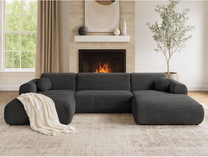 Beautysofa Ecksofa Puerto U-Form im modernen Stil, in 7 trendigen Farben zur Auswahl, Breite: 363 cm