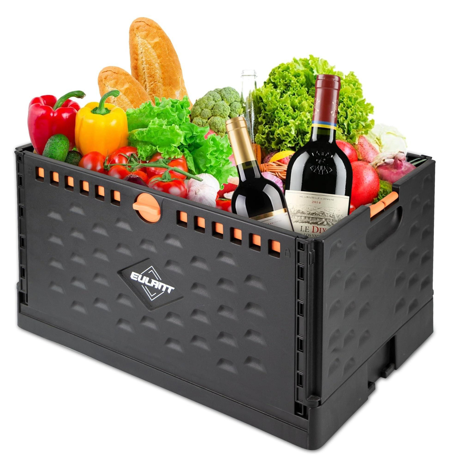 Opvouwbare opbergbox voor boodschappenwagen van 60 liter, solid plastic