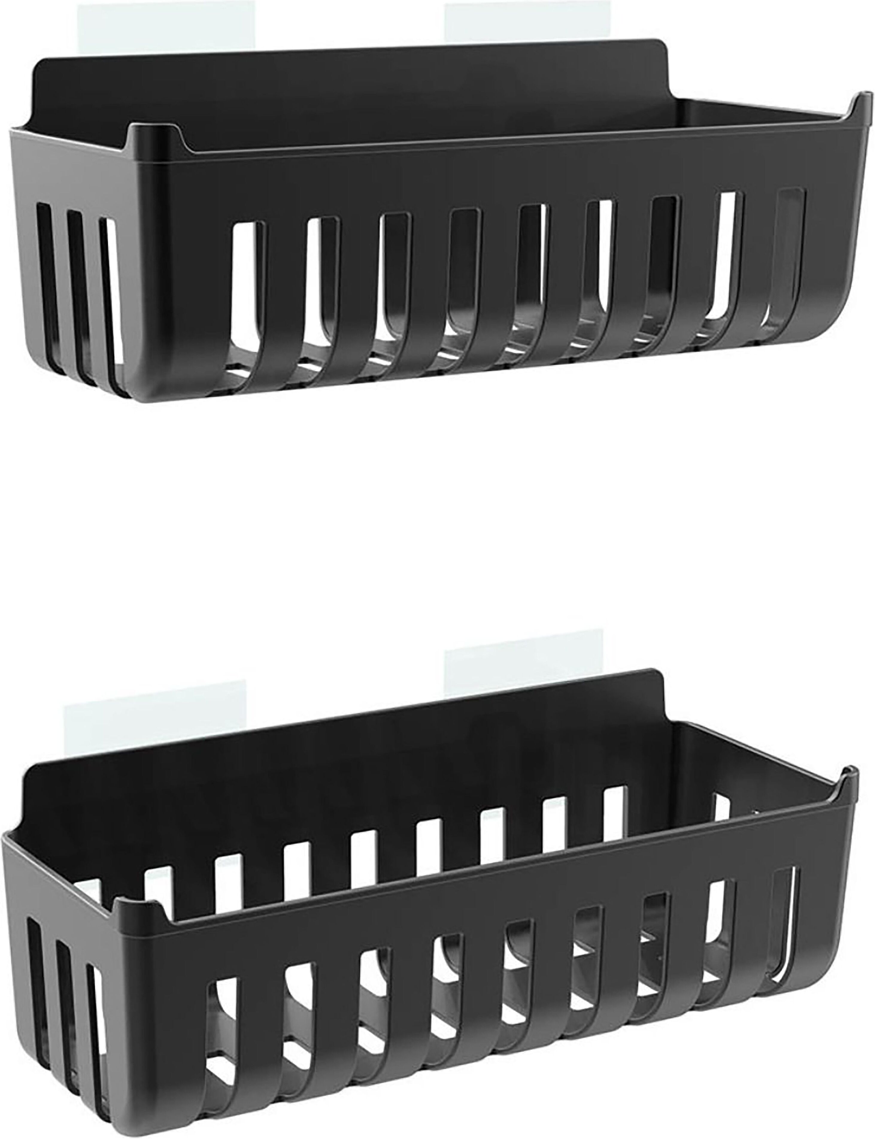 Tecnomat COPPIA CESTINI DOCCIA PORTAOGGETTI  COLORE NERO FISSSAGGIO ADESIVO 25x9X11 (LxHxP)