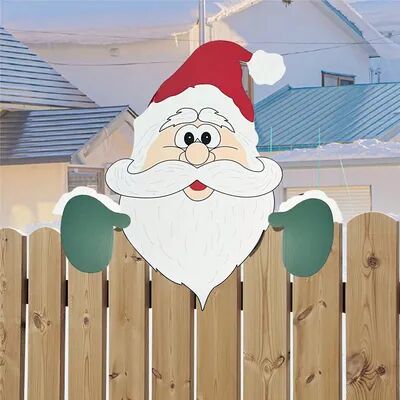 Combo Retail Shop Christmas Fence Ornaments, Santa Clause Peeker, Yard Ornaments, Indoor Outdoor, DIY Festival Gift green