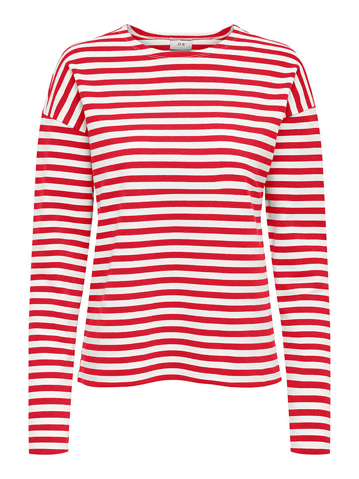 JDY Longsleeve "Isa" in Rot/ Weiß - L