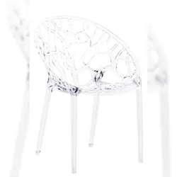 DELUKE Stapelstuhl DENVER - Kunststoff Transparent 59x60x80 cm | Stapelstühle Esszimmerstühle Gartenstuhl Stapelbar Stühle Garten Esszimmer Gewölbte Struktur