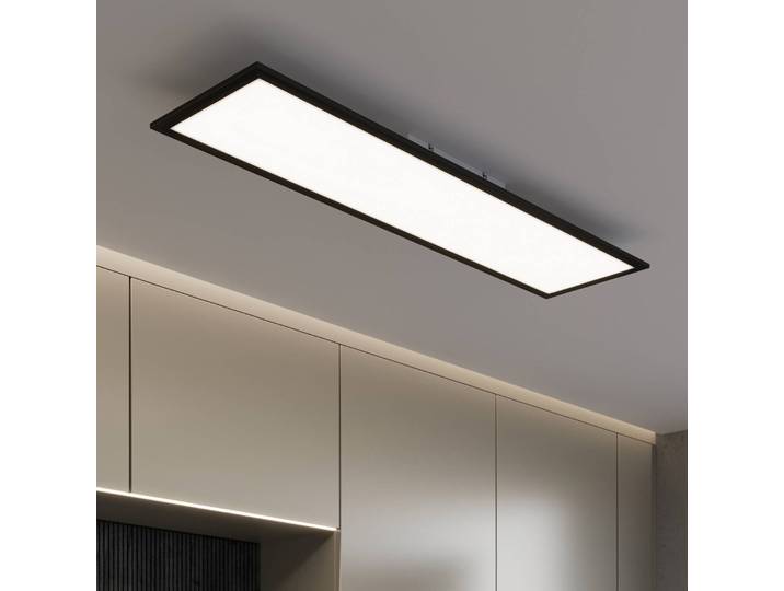 Briloner LED Panel Piatto CCT, dimmbar, schwarz, für Wohn- / Esszimmer, Metall, Modern, LED Deckenleuchte