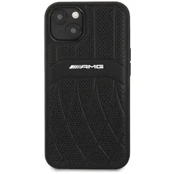 Mercedes AMG AMHCP13MOSDBK iPhone 13 6.1" czarny/black hardcase Leather Curved Lines (Apple iPhone 13), Smartphone Hülle, Schwarz