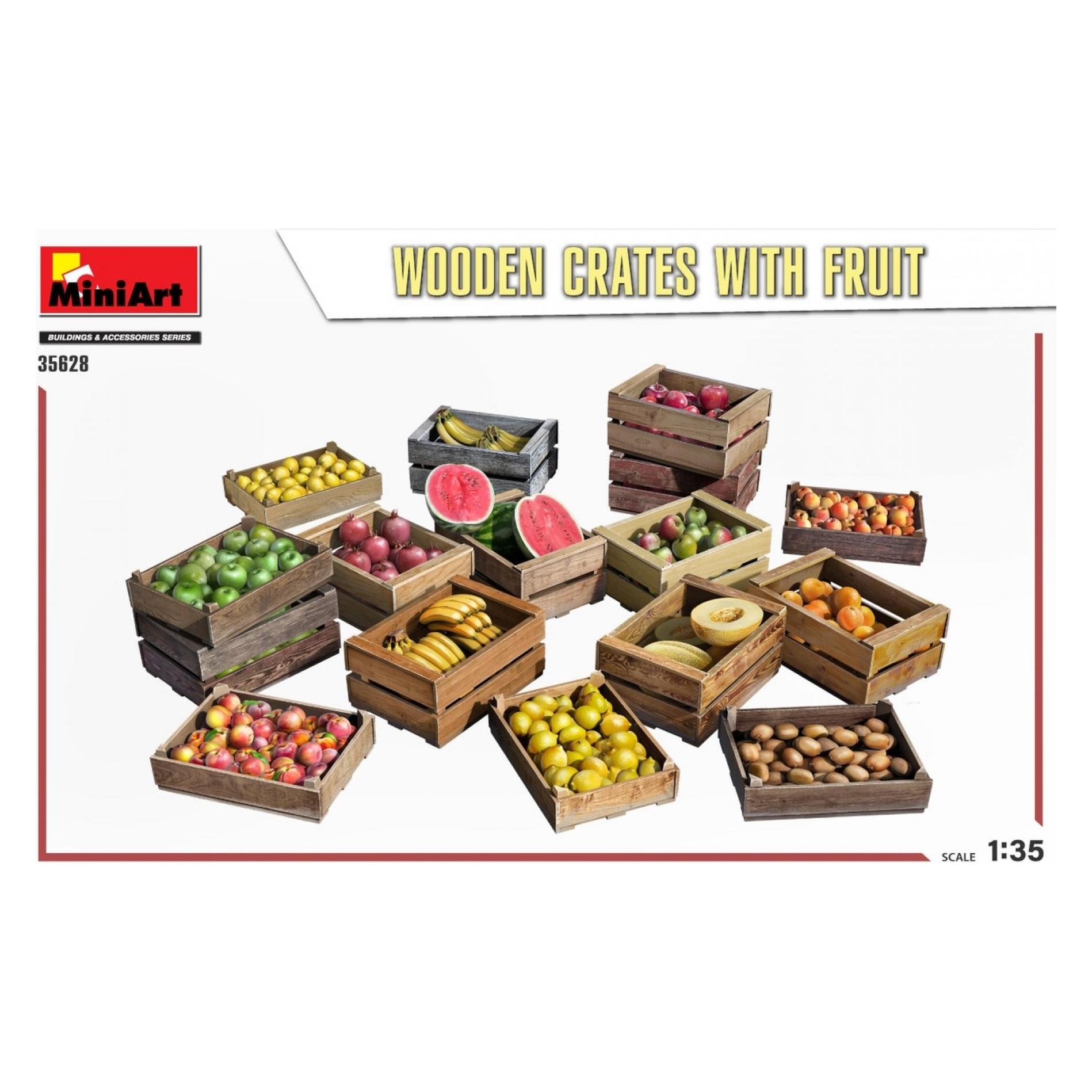 Mini art Wooden Crates with Fruit (35628)