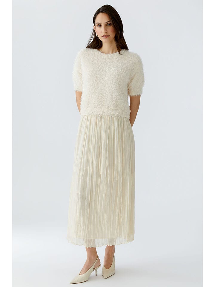 Oui Plisseerock in Creme - 40
