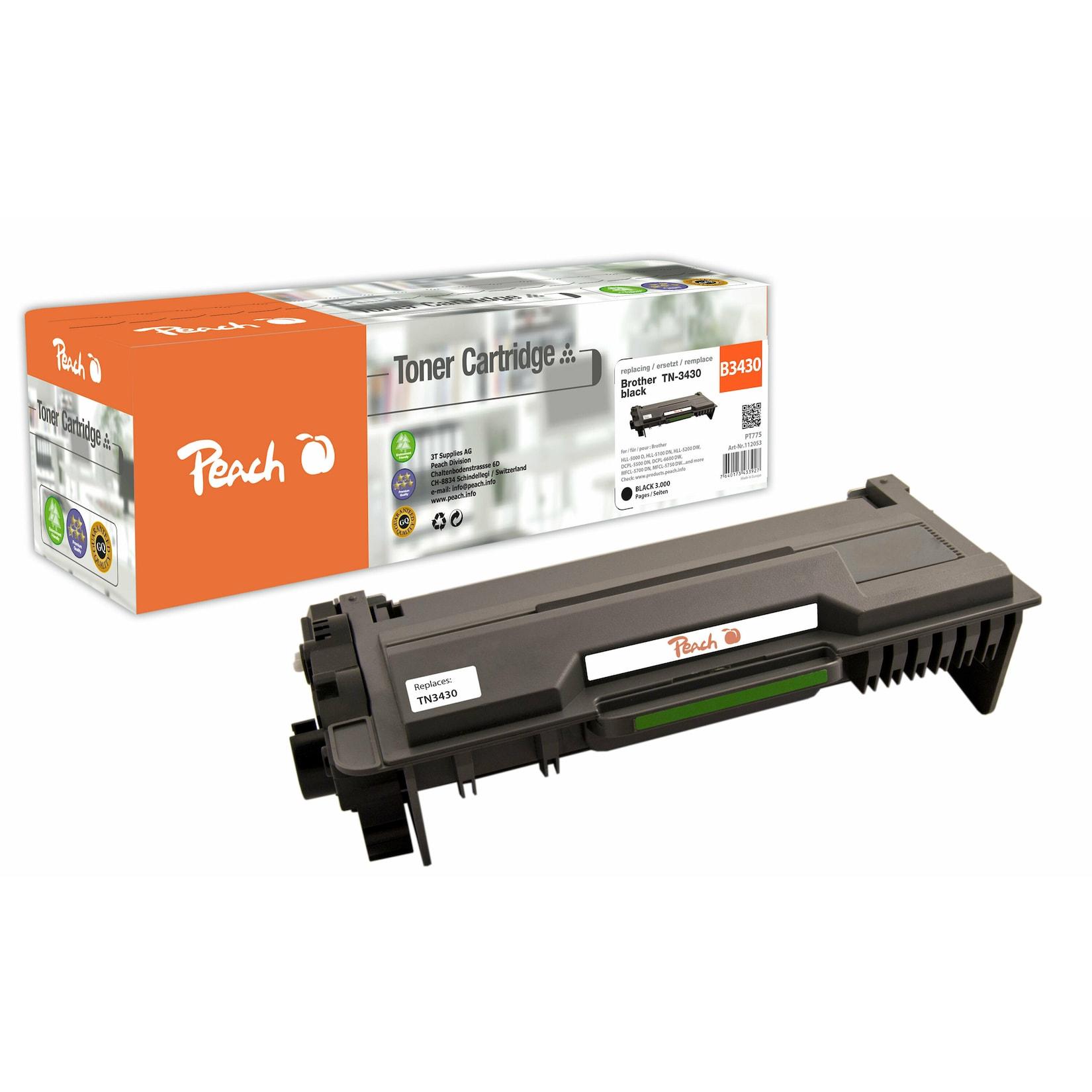Peach B3430 Toner bk ersetzt Brother TN-3430 für z.B. Brother DCPL 5500 DN, Brother DCPL 6600 DW, Brother HLL 5000 D, Brother HLL 5100 DN (wiederaufbereitet)