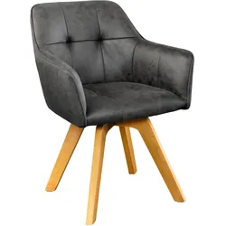 riess-ambiente Stuhl LOFT - antik grau drehbar Gestell aus massivem Buchenholz mit Armlehne