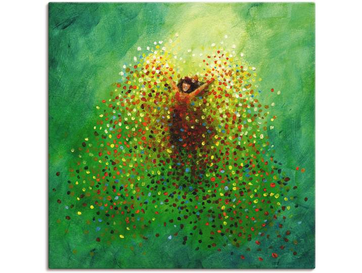 Leinwandbild ARTLAND Sich selbst feiern , grün (farbe bild(er): grün), B:100cm H:100cm, Bilder, Leinwandbild, auf Holzrahmen gespannt