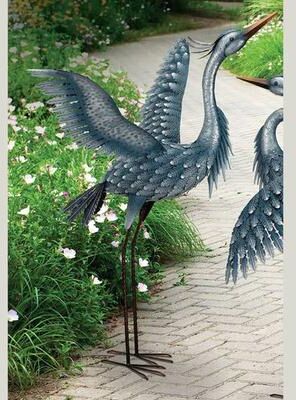 Regal Art & Gift - Drop Ship 47 Inch High Grand Blue Heron Wings Up Sculpture , Blue