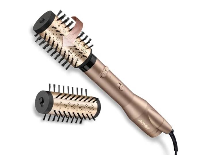 BaByliss Big Hair Dual Rotierende Warmluftbürste – Ionen-Technologie mit Anti-Frizz, 50mm & 40mm Aufsätze, 2 Rotationsrichtungen, 2 Temperatureinstellungen + Kaltstufenschalter, champagner, AS952E