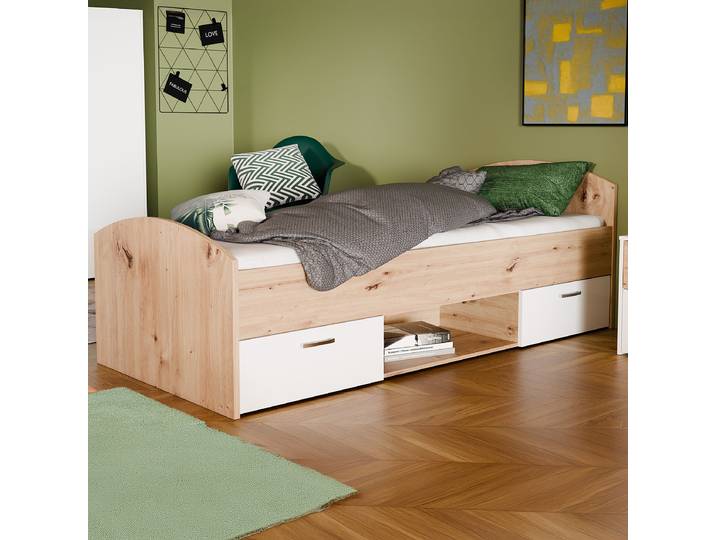 Einzelbett 90 x 200cm Braun/Weiß