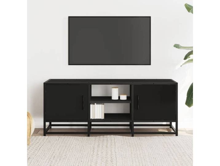 Meuble Télévision Noir - ARMOIRE TV - Noir - 100x35x41cm - Bois d'ingénierie et métal 358 815449411