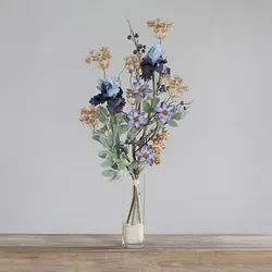 PUR FLEUR Premium-Bouquet winterlich blau-gold Höhe 90cm, Ø 50cm