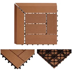 Proregal BERLINLODGE WPC Eck-Bodenfliese + Abschluss | BxT 30x30cm Premium | Holzoptik Terrasse | Ecke | Teak versetzt