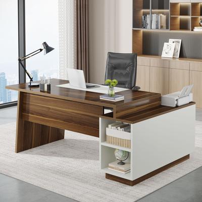 Bluebell 78-Inch L-Shaped Executive Desk with File Cabinet for Home Office