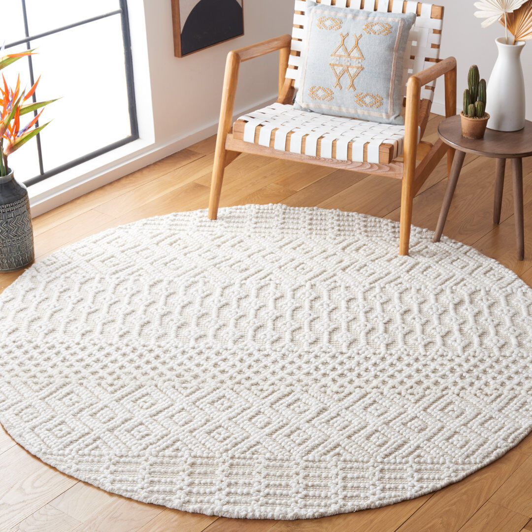 Natur Pur Casablanca Geometric Area Rug In Ivory Ivory Round 183 cm