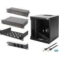 Netzwerk-Set 254 mm (10") - 6HE, 312 x 300 mm (B x T), IT-Schrank schwarz, 6 Höheneinheiten