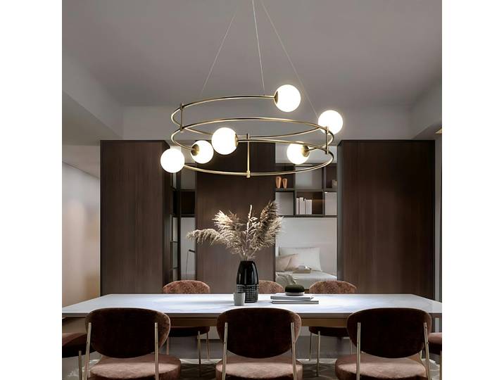 Suspension moderne - 6 globes sur structure spirale DELTONA
