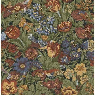 NextWall Bird Floral Peel and Stick Wallpaper