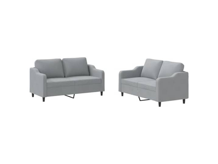 GHVBNMF 2-Teiliges Sofaset mit Kissen Hellgrau Stoff Polstersofa Set Gemütliche Couchgarnitur für Wohnzimmer und Gästezimmer, inklusive vier weichen Kissen und stabilem Metallgestell.