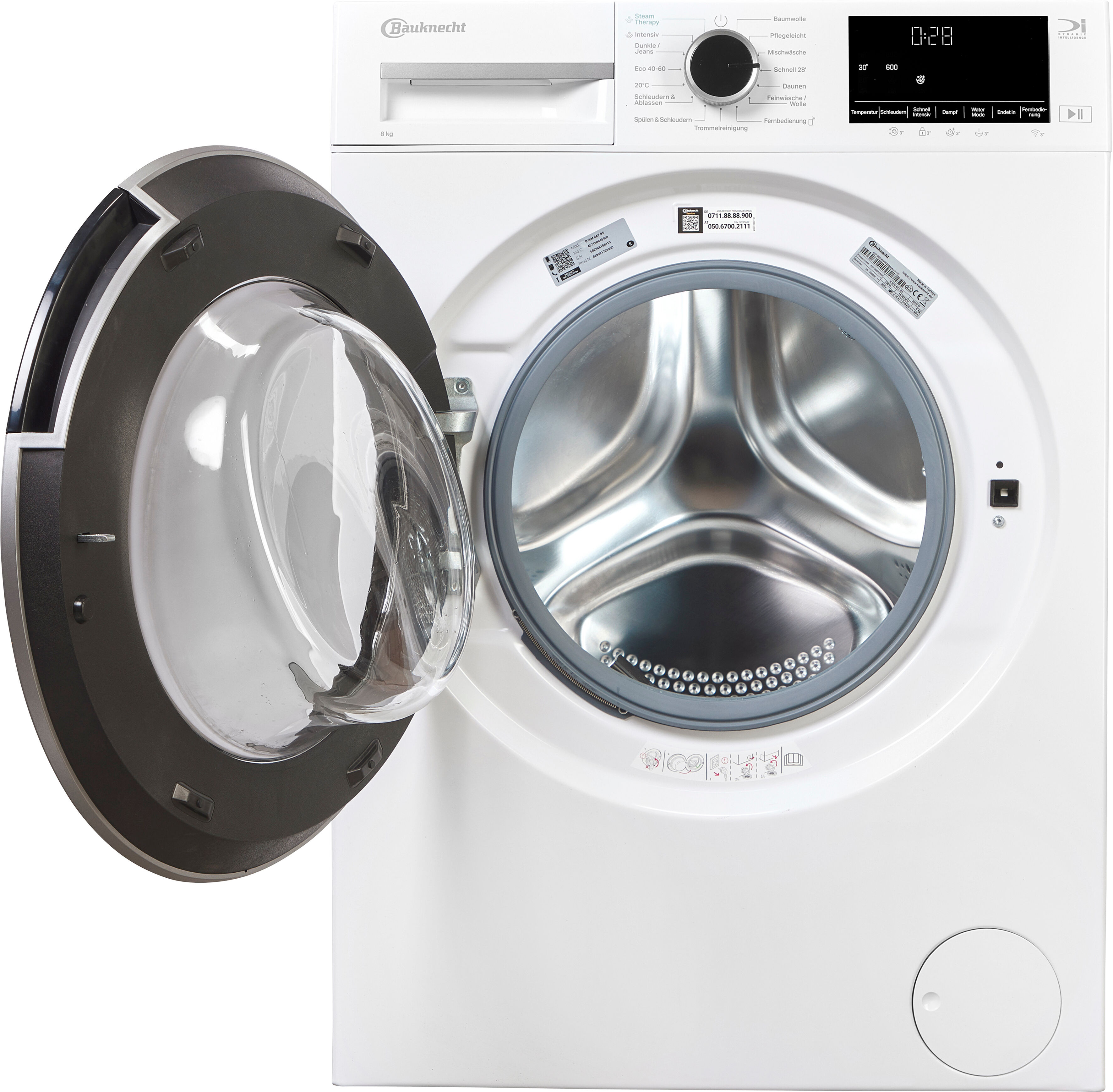 Bauknecht Waschmaschine "B WM 8A7 BS", Energieeffizienz: A, weiß, B:60cm H:84,5cm T:55cm, Waschmaschinen, Adaptive Wash – Intelligente Anpassung für perfekte Waschergebnisse, Waschmaschine