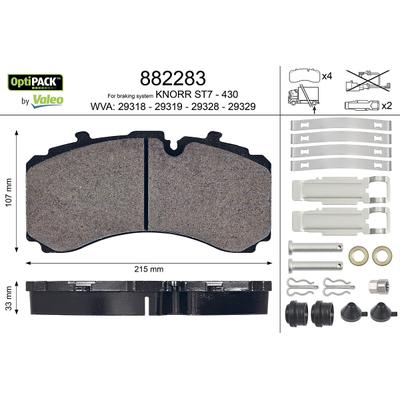 VALEO Bremsbelagsatz, Scheibenbremse OPTIPACK Hinterachse 882283