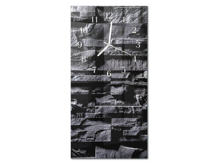 Tulup Wanduhr aus Glas 30x60 cm - Steine, Grau, Rechteckig, 30x60x0.4 cm, Dekoration, Uhren, Wanduhren