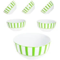 Split grün 6x Müsli-Schale Ø14cm 400ml Porzellan 6 Pers Dessertschüssel Streifen