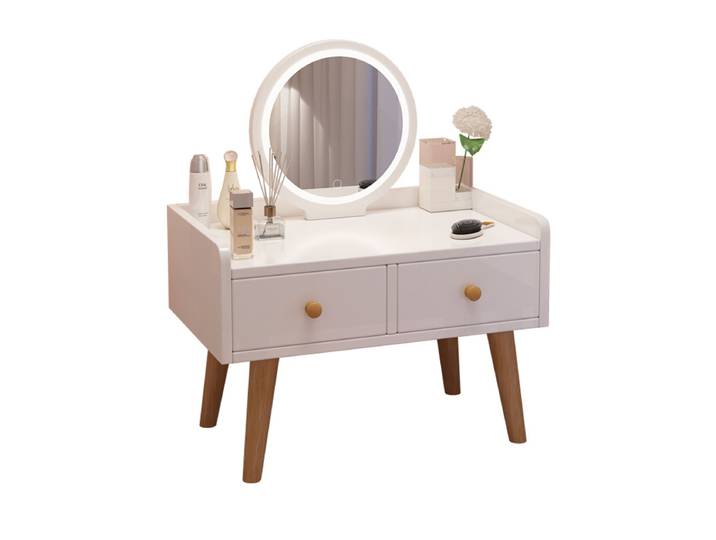 Coiffeuse à baie vitrée assise sur le sol, coiffeuse de maquillage, petite table pour chambre à coucher